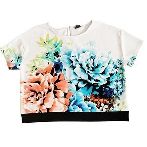 Worthington Women’s Crop Top Floral Blouse Plus 2X